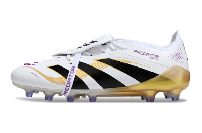 Men's Adidas Predator 25 Elite Foldover Tongue AG Football Boots - White/Black/Gold