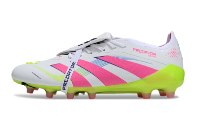 Men's Adidas Predator 25 Elite Foldover Tongue AG Football Boots - White/Pink/Yellow