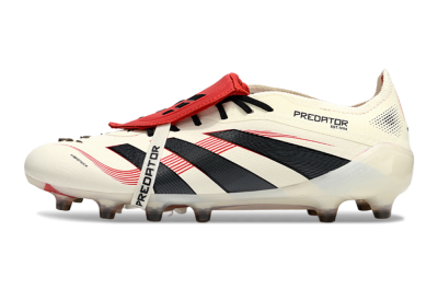 Men's Adidas Predator 25 Elite Foldover Tongue AG Football Boots - White/Black/Red