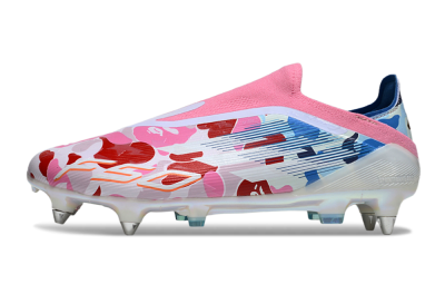 Men's Adidas F50 Elite Laceless SG Football Boots - Pink/Whtie/Blue/Red