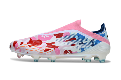 Unisex Adidas F50 Elite Laceless FG Football Boots - Pink/Whtie/Blue/Red