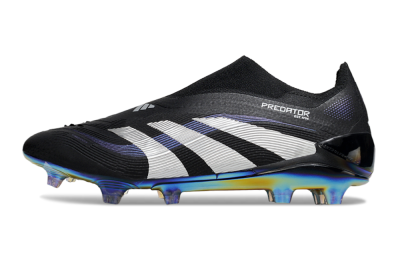Unisex Adidas Predator 25 Elite Laceless FG Football Boots - Black/Silver/Blue