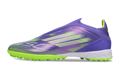 Unisex Adidas F50 Elite Laceless TF Football Shoes - Purple/Yellow/Silver