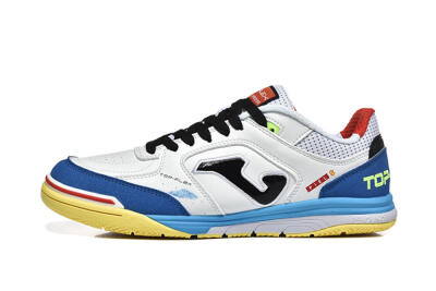 Men's Joma Top Flex IC Football Shoes - White/Black/Blue