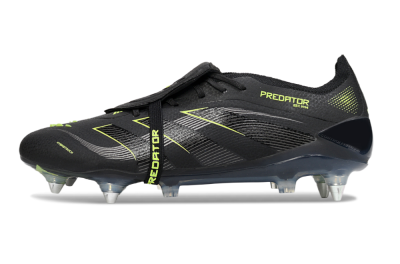 Men's Adidas Predator 25 Elite Foldover Tongue SG Football Boots - Black/Silver/Yellow