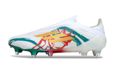 Men's Adidas F50 Elite Laceless SG Football Boots - White/Green/Gold/Red