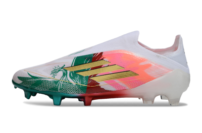 Unisex Adidas F50 Elite Laceless FG Football Boots - White/Green/Gold/Red