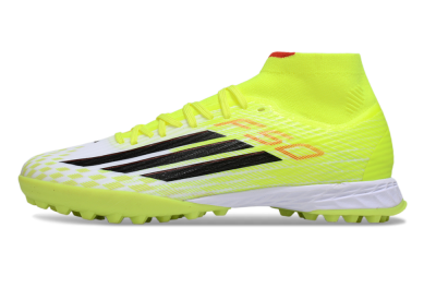 Men's Adidas F50 Elite Mid TF Football Shoes - Yellow/Black/Red