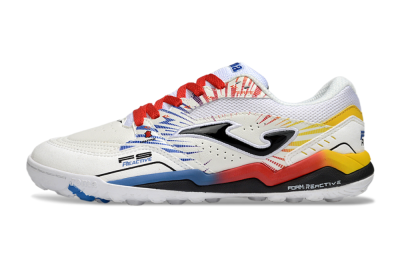 Men's Joma Top Flex TF Football Shoes - White/Blue/Red/Yellow