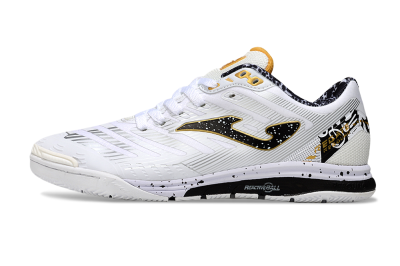 Men's Joma Top Flex IC Football Shoes - White/Black/Gold