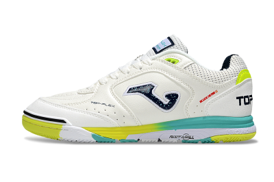 Men's Joma Top Flex IC Football Shoes - White/Yellow/Jade