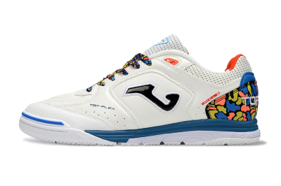 Men's Joma Top Flex IC Football Shoes - White/Black/Blue