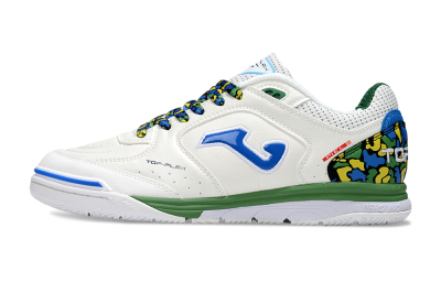 Men's Joma Top Flex IC Football Shoes - White/Blue/Green