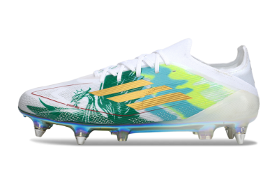 Men's Adidas F50 Elite SG Football Boots - White/Green/Gold