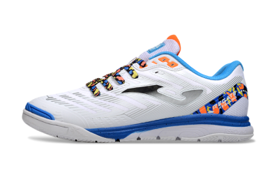 Men's Joma Top Flex IC Football Shoes - White/Silver/Blue