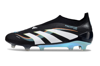 Men's Adidas Predator 25 Elite Laceless FG Football Boots - Black/White/Jade
