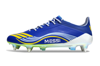 Men's Messi x Adidas F50 Elite SG Football Boots - Blue/Yellow/White