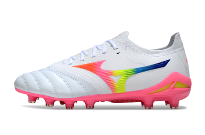 Men's Mizuno Morelia Neo 4 FG Football Boots - White/Vibrant Pink/Neon Yellow