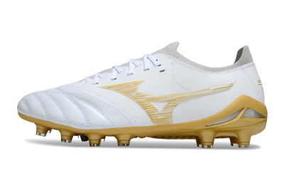 Men's Mizuno Morelia Neo 4 FG Football Boots - White/Golden Accent/Classic White