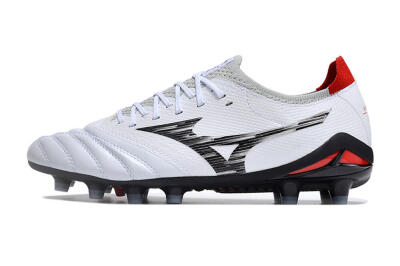 Men's Mizuno Morelia Neo 4 FG Football Boots - White/Scarlet/Silver