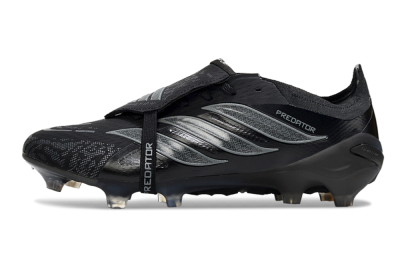Men's Adidas Predator 26 Elite Fold-Over Tongue FG Football Boots - Black/Dark Shadow/Steel Gray