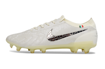 Men's Nike Tiempo Legend 10 Elite FG Football Boots - White/Ivory/Metallic Silver