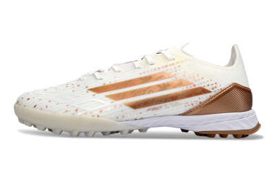 Men's Adidas F50 Pro TF Football Shoes - White/Copper Gold/White