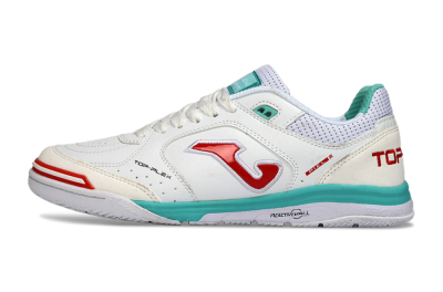 Men's Joma Top Flex IC Football Shoes - White/Aqua Blue/Red