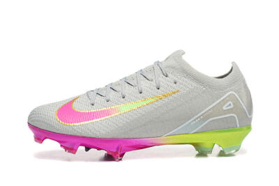 Unisex Nike Air Zoom Mercurial Vapor 16 Elite FG Football Boots - Gray/Neon Pink/Neon Green