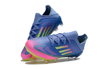 Kids Adidas F50 Elite FG Football Boots - Blue/Neon Pink/Florescent Yellow
