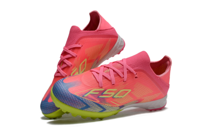 Kids Adidas F50 Elite TF Football Shoes - Pink/Neon Green/Blue Gradient