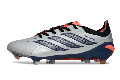 Men's Adidas Predator 26 Elite FG Football Boots - Silver/Navy Blue/Neon Orange