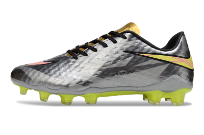 Men's Nike Hypervenom Phantom FG Football Boots - Gray/Neon Yellow/Metallic Silver