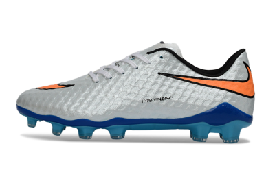 Men's Nike Hypervenom Phantom FG Football Boots - White/Electric Blue/Flame Orange