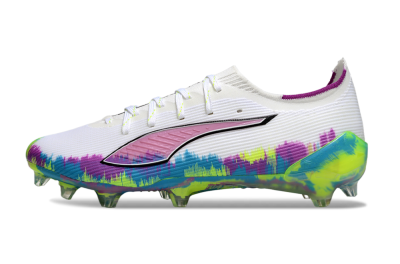 Men's Puma Ultra Ultimate FG Football Boots - White/Vibrant Purple/Cyber Yellow