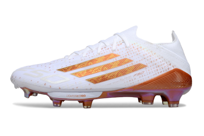 Men's Adidas F50 Lightstrike Pro FG Football Boots - White/Soft Copper/Shimmer Gold