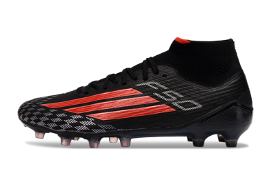 Men's Adidas F50 Pro Mid FG Football Boots - Black/Fiery Red/Jet Black