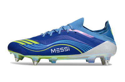 Men's Messi x Adidas F50 Elite SG Football Boots - Blue/Electric Blue/Neon Green