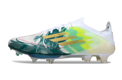 Men's Adidas F50+ Elite Lightstrike Pro FG Football Boots - White/Emerald Green/Fluorescent Yellow