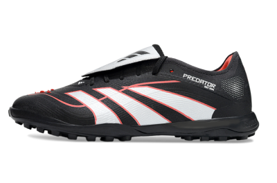 Men's Adidas Predator League Fold-Over Tongue TF Football Shoes - Black/Bright Red/Sleek White
