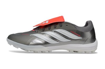 Men's Adidas Predator League Fold-Over Tongue TF Football Shoes - Gray/Electric Orange/White