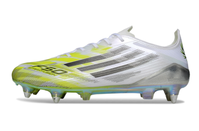 Men's Adidas F50 Elite SG Football Boots - White/Electric Yellow/Metallic Silver