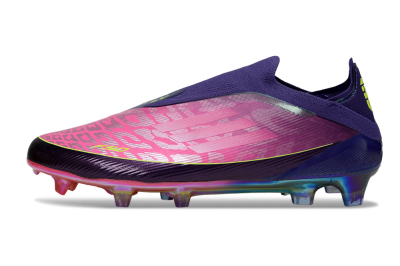 Unisex Adidas F50 Elite Laceless FG Football Boots - Purple/Electric Pink/Rainbow Gradient