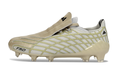 Unisex Adidas F50 Elite FG Football Boots - Beige/Soft Ivory/Faded Gold