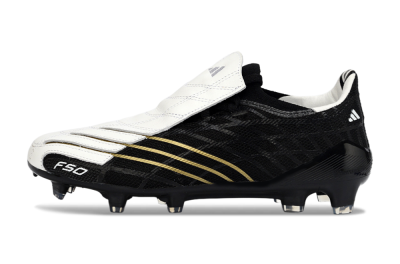 Unisex Adidas F50 Elite FG Football Boots - Black/Classic White/Gold Accent