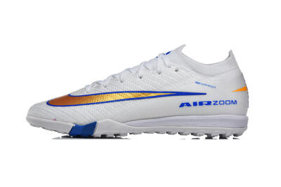 Men's Nike Air Zoom Mercurial Vapor 16 Elite TF Football Shoes - White/Electric Blue/Metallic Gold