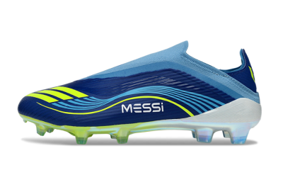 Unisex Messi x Adidas F50 Elite Laceless FG Football Boots - Blue/Electric Blue/Lime Green