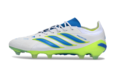 Men's Adidas Predator 26 Elite FG Football Boots - White/Electric Blue/Lime Green