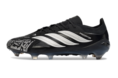 Men's Adidas Predator 26 Elite FG Football Boots - Black/Silver Shade/White Accent