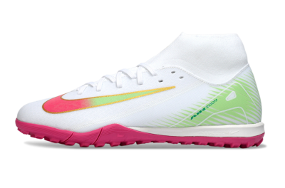Men's Nike Air Zoom Mercurial Superfly 10 Academy TF Football Shoes - White/Vibrant Pink/Soft Green